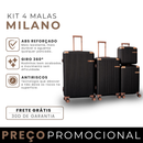 Kit de 4 Malas Milano™ em ABS Reforçado com Giro 360° e Design Antirrisco